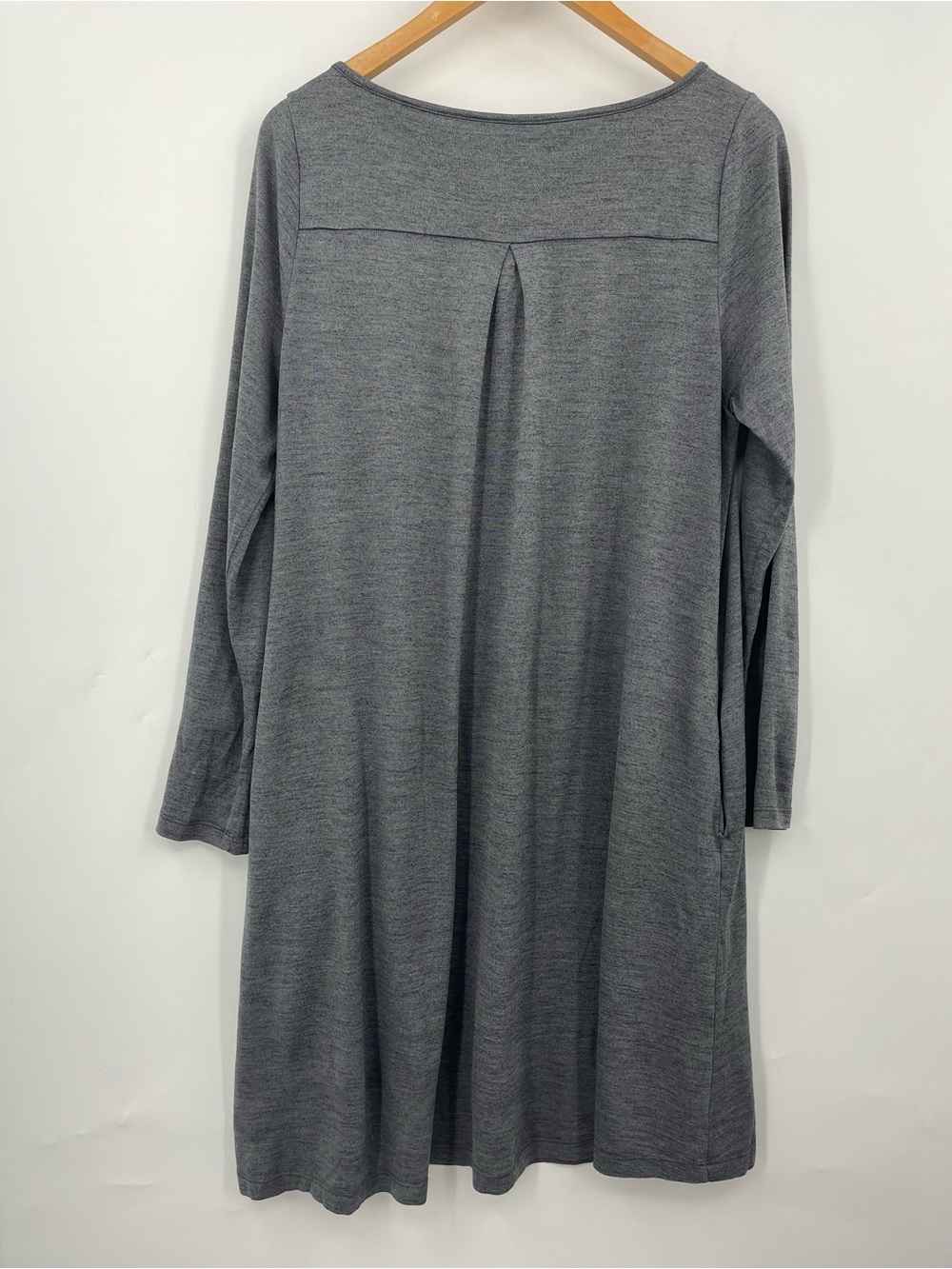 Wool& Rowena swing dress charcoal gray 0690 merino wool long sleeve medium - Picture 7 of 10